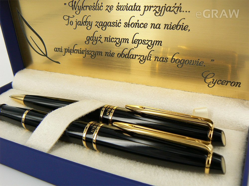 Zestaw Waterman Expert Czarny GT: pióro i długopis z grawerem