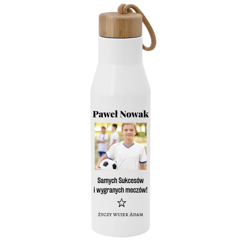 Szczelna butelka termiczna 500 ml z nadrukiem UV– idealny prezent dla młodego sportowca