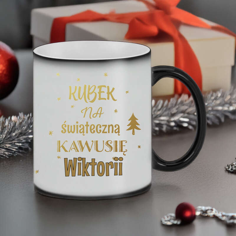 Magiczny kubek świąteczny z nadrukiem / Na świąteczną kawusię / Prezent na Mikołaja / kubek zmieniający kolor