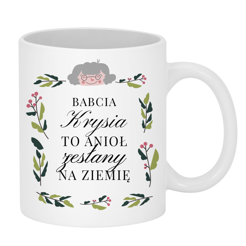 Kubek z nadrukiem / Babcia Anioł / 330 ml / Prezent dla Babci na święta / Dzień babci