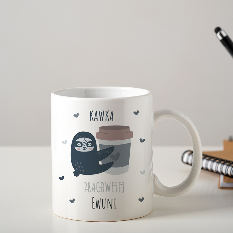 Kubek na kawę / Leniwiec / 330 ml / Prezent dla kawosza 