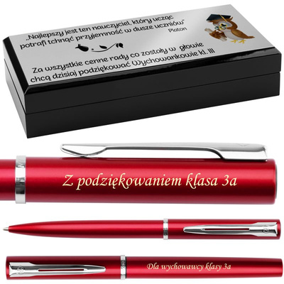 Zestaw pióro wieczne i długopis Waterman Allure czerwony CT z grawerem