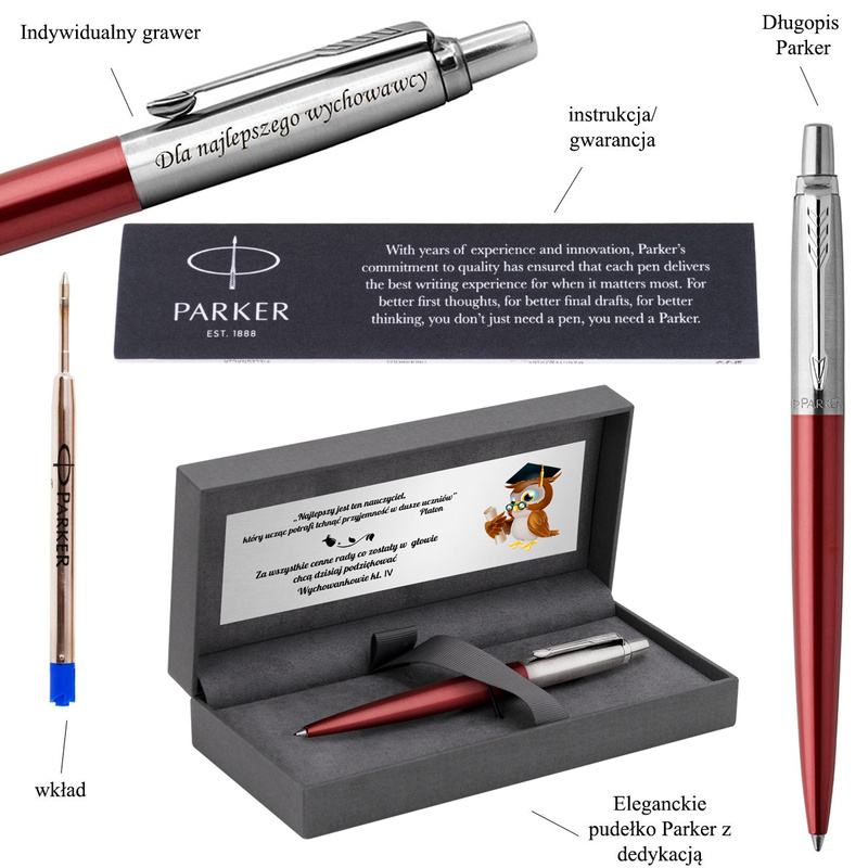 Długopis Parker Jotter CT Kensington Red z grawerem i pudełkiem